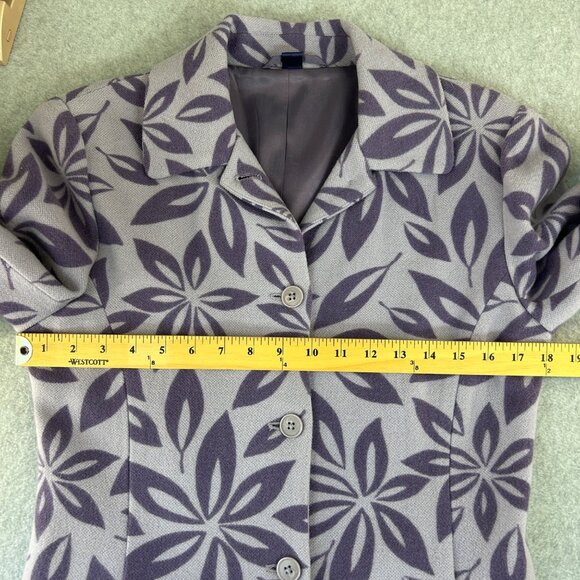 Women's Boden Wool Purple Floral Coat Size 12 UK (8-10 US) Long Peacoat Jacket - Picture 15 of 16